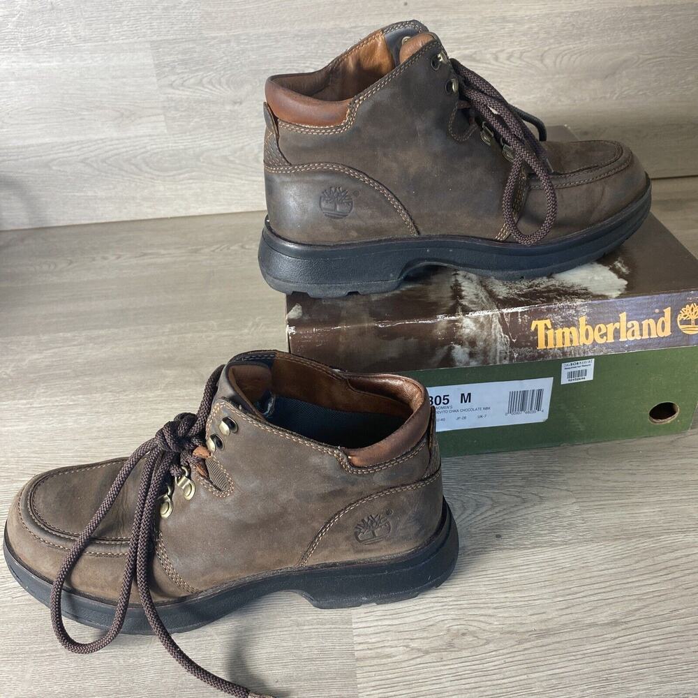 Timberland 87305 Leather Devito CHKA Chocolate Leather Boots Women’s 9 W/ Box